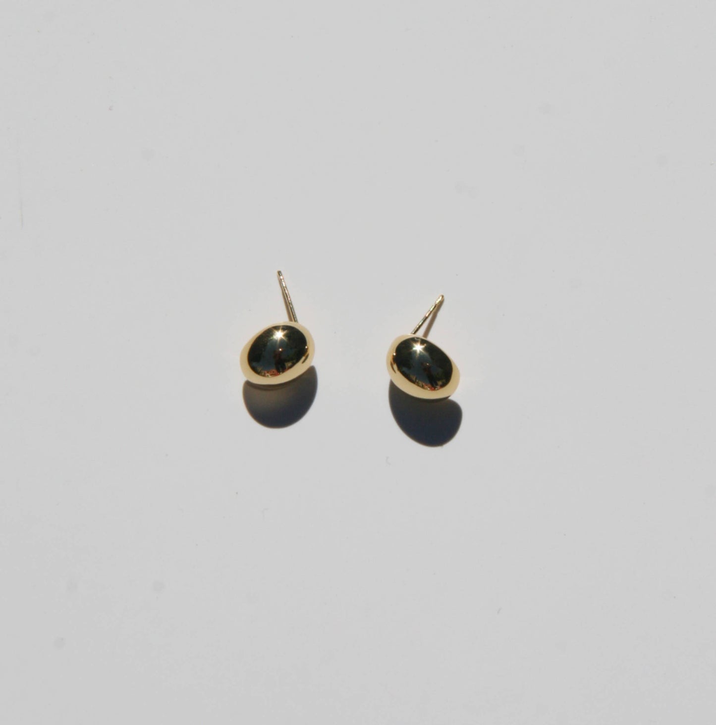 Gold Oval Dome Stud Earrings