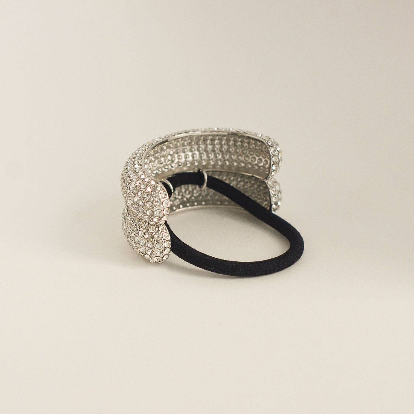 Silver Pavé Stone Double Cuff Hair Tie