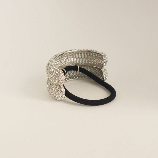 Silver Pavé Stone Double Cuff Hair Tie