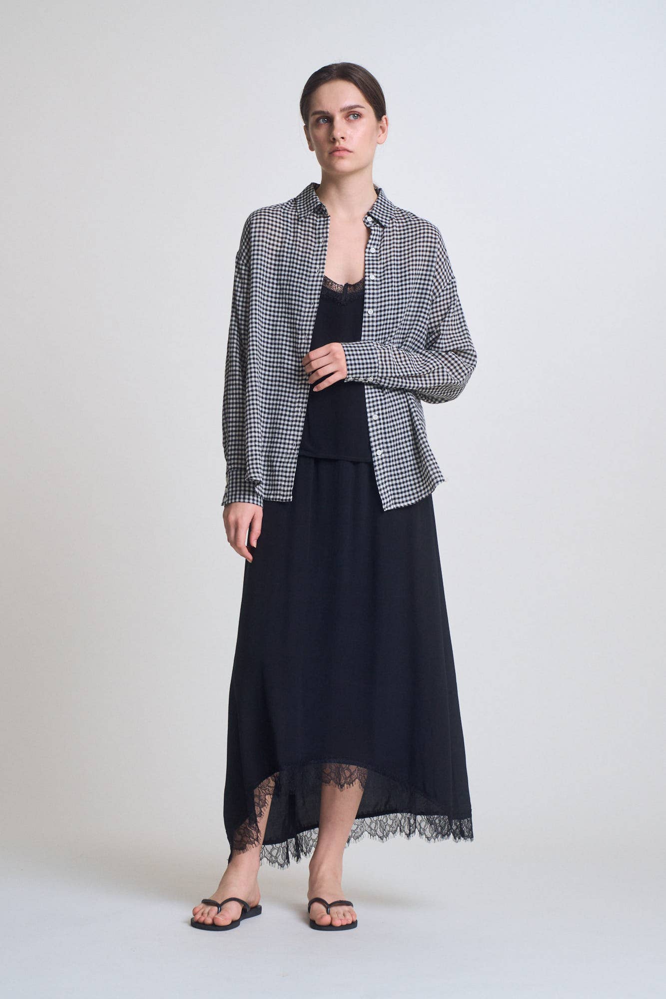 Black Check Button Up Shirt