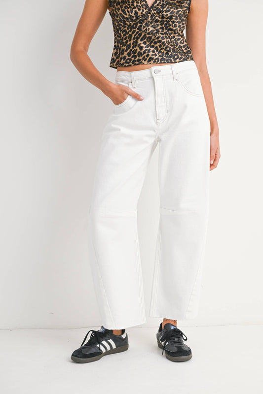 Off White Seamed Barrel Jean