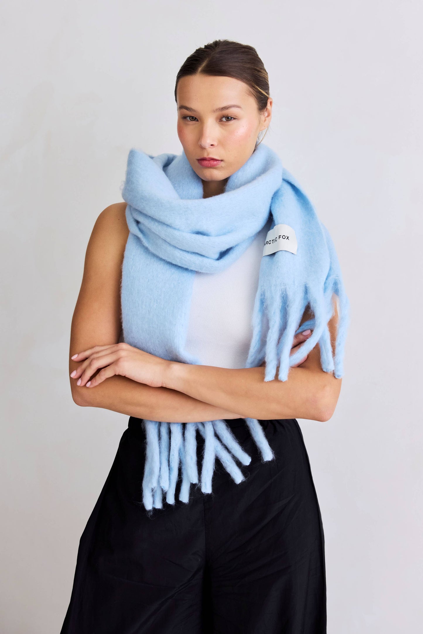 Glacier Blue Brushed Oversized Scarf
