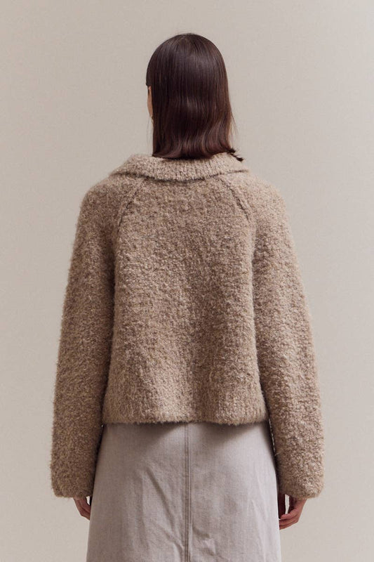 Boucle Knitted Zip-Up Jacket