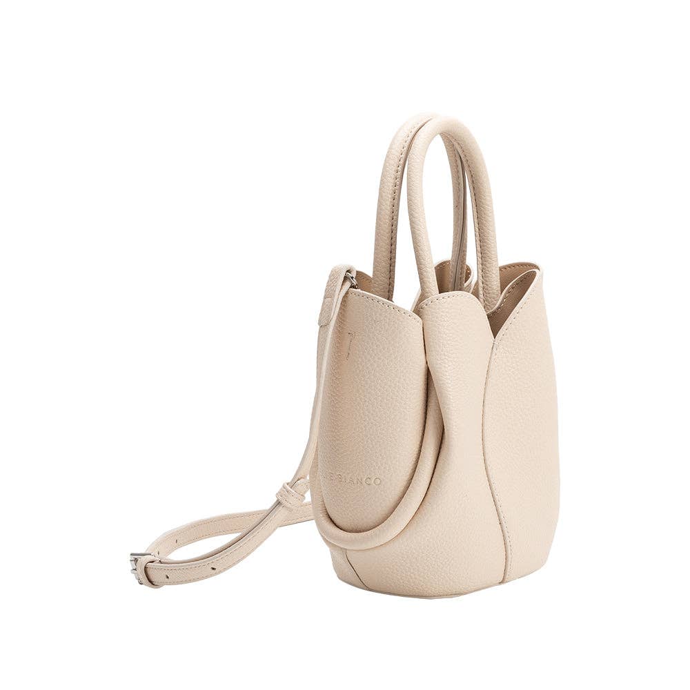 Mini Tulip Bone Vegan Leather Top Handle Bag