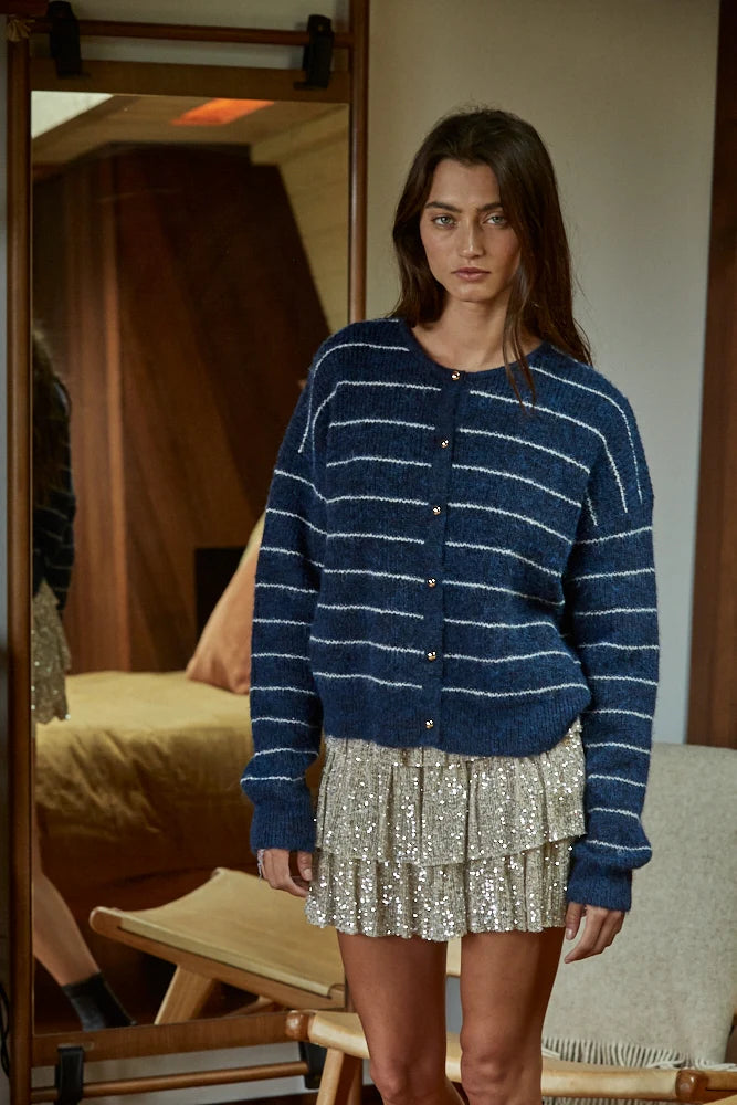 Stripe Gold Button Down Cardigan