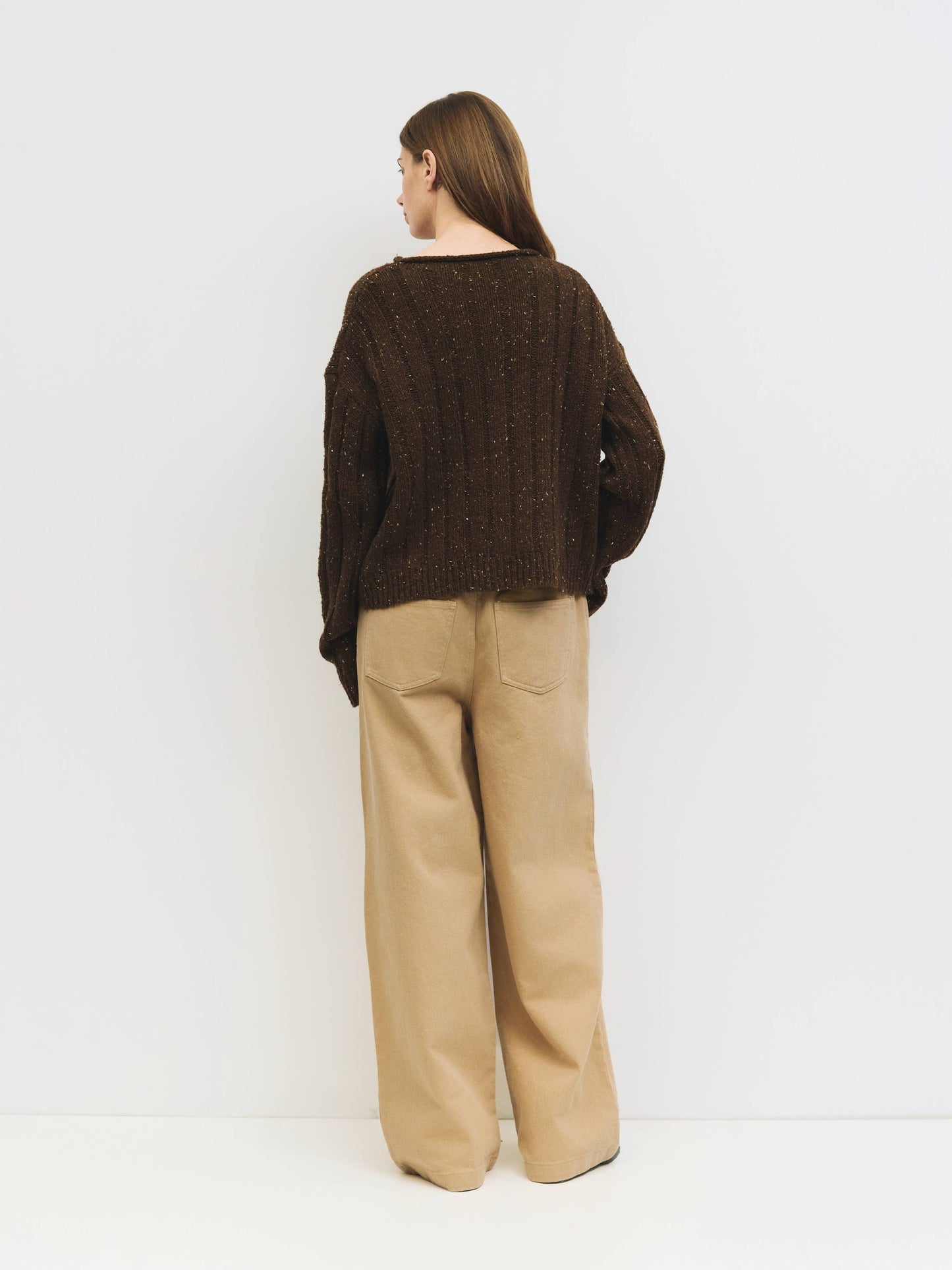 Brown Speckled Chunky Ribbed Cardigan