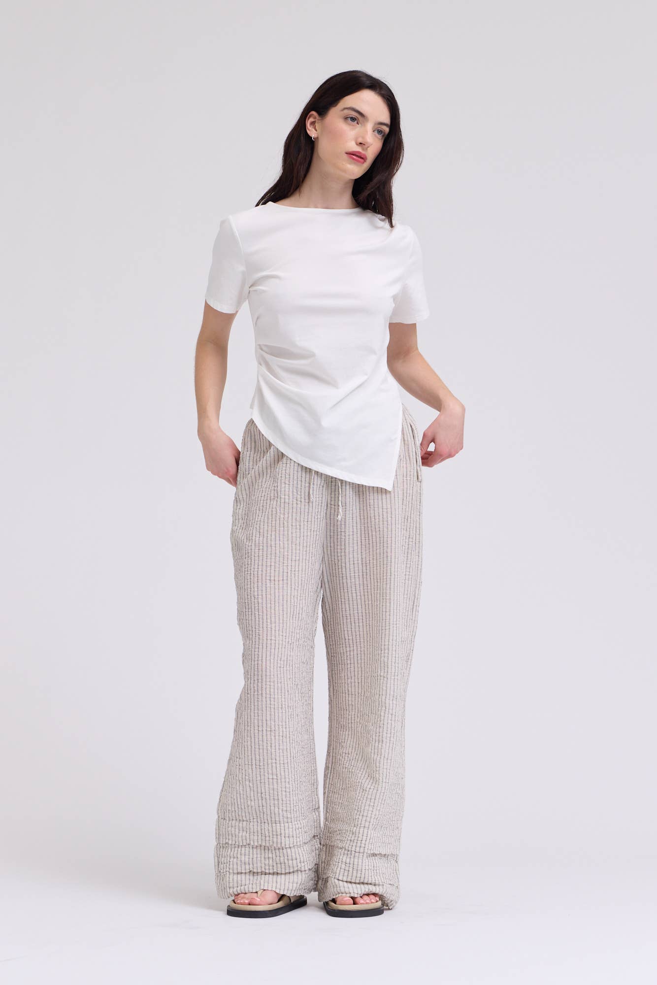 White Asymmetric Cotton Jersey Top