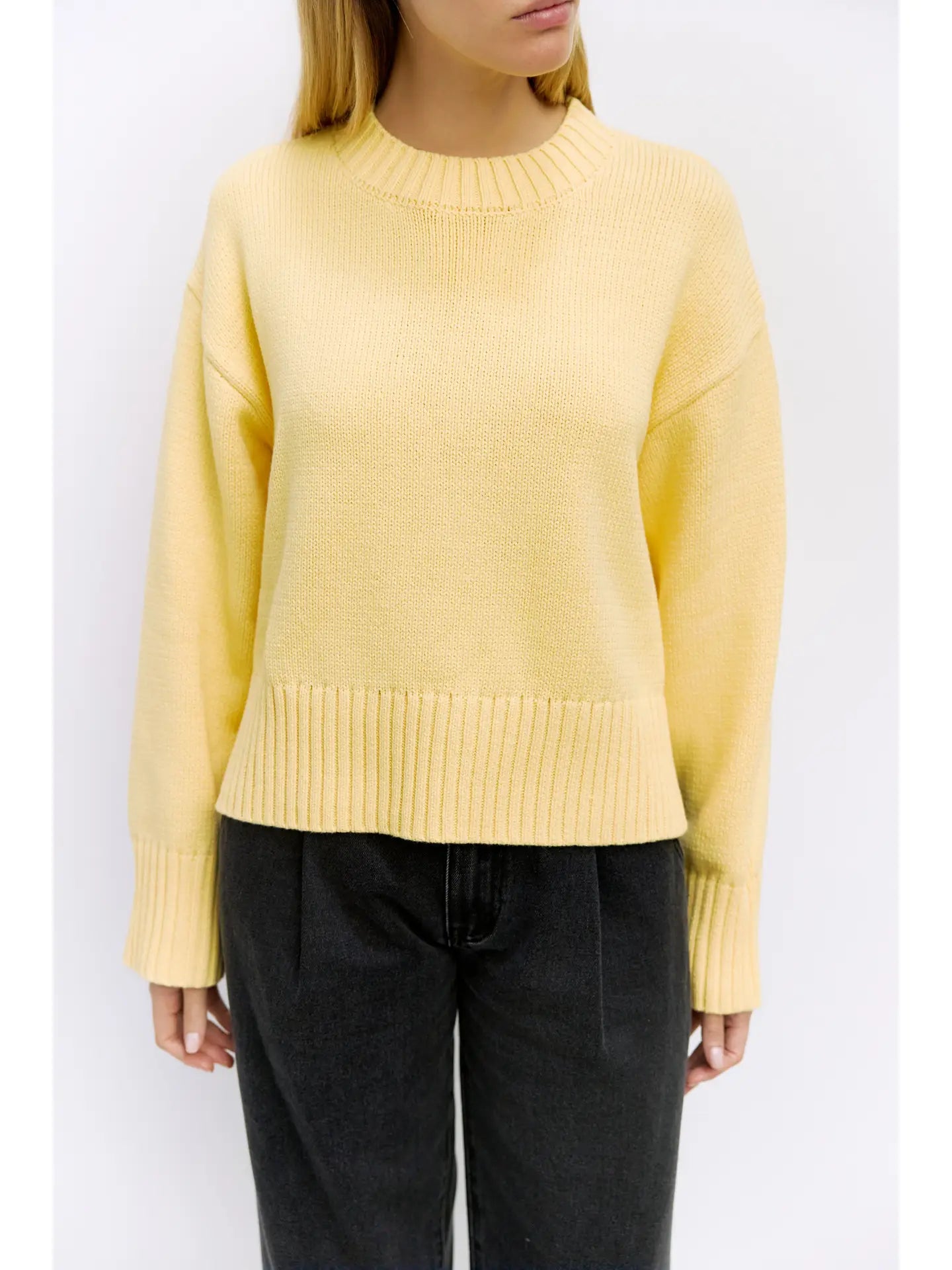 Cotton Ribbed Knit Pullover Sweater