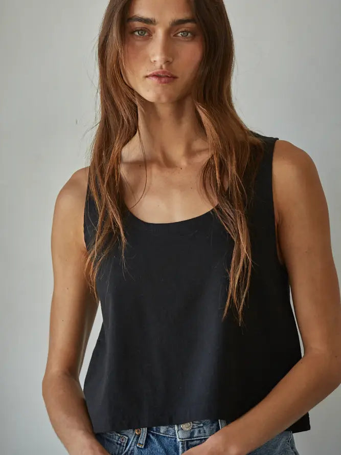 Relaxed Cotton Scoop Neck Tank Top