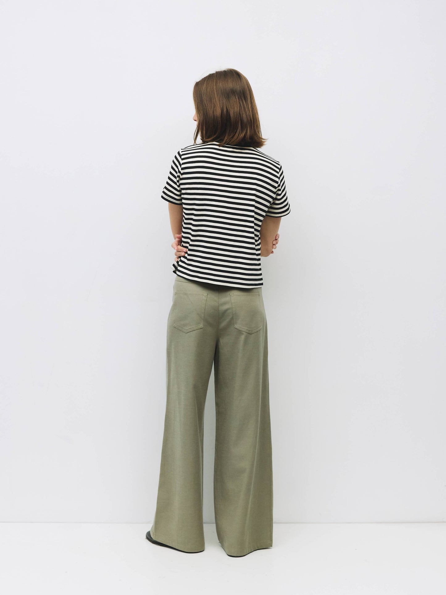 Striped Cotton Contrast Crewneck Tee