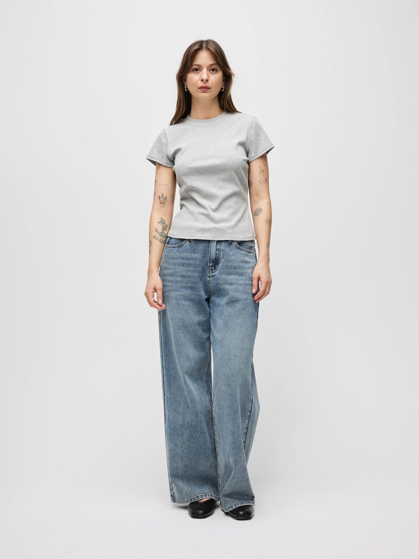Ribbed High Neck Tee