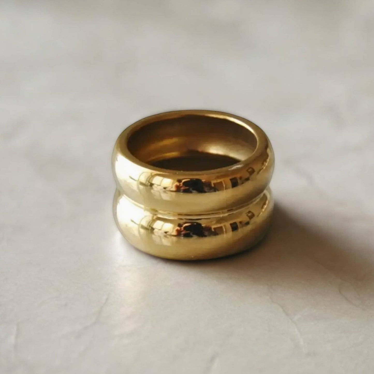 Gold Double Band Chunky Statement Ring