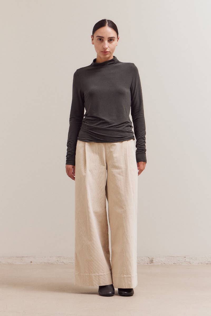 Mock Neck Fitted Jersey Top