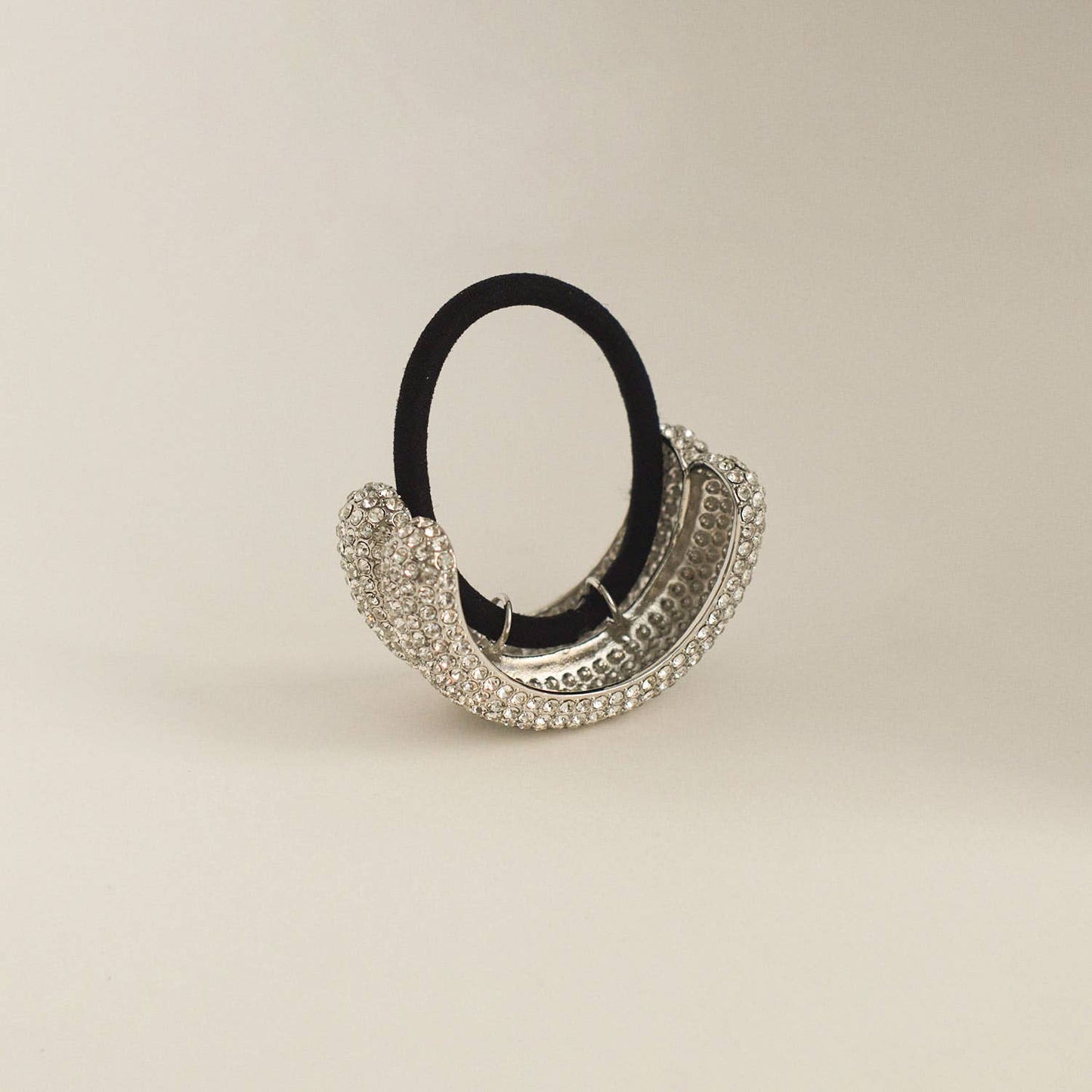 Silver Pavé Stone Double Cuff Hair Tie