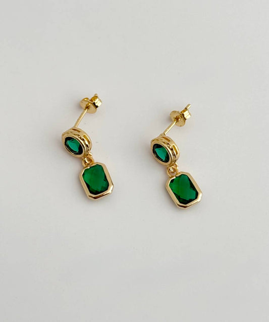 14K Gold Filled Emerald Drop Earrings