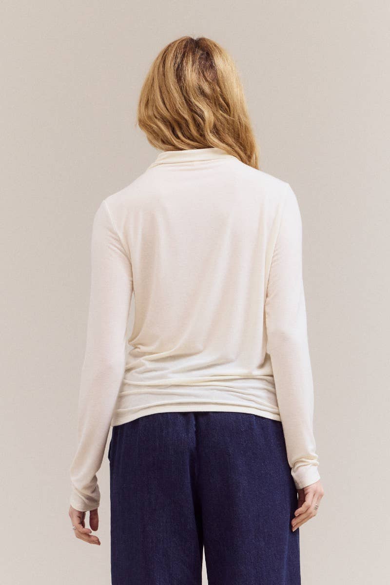 Mock Neck Fitted Jersey Top