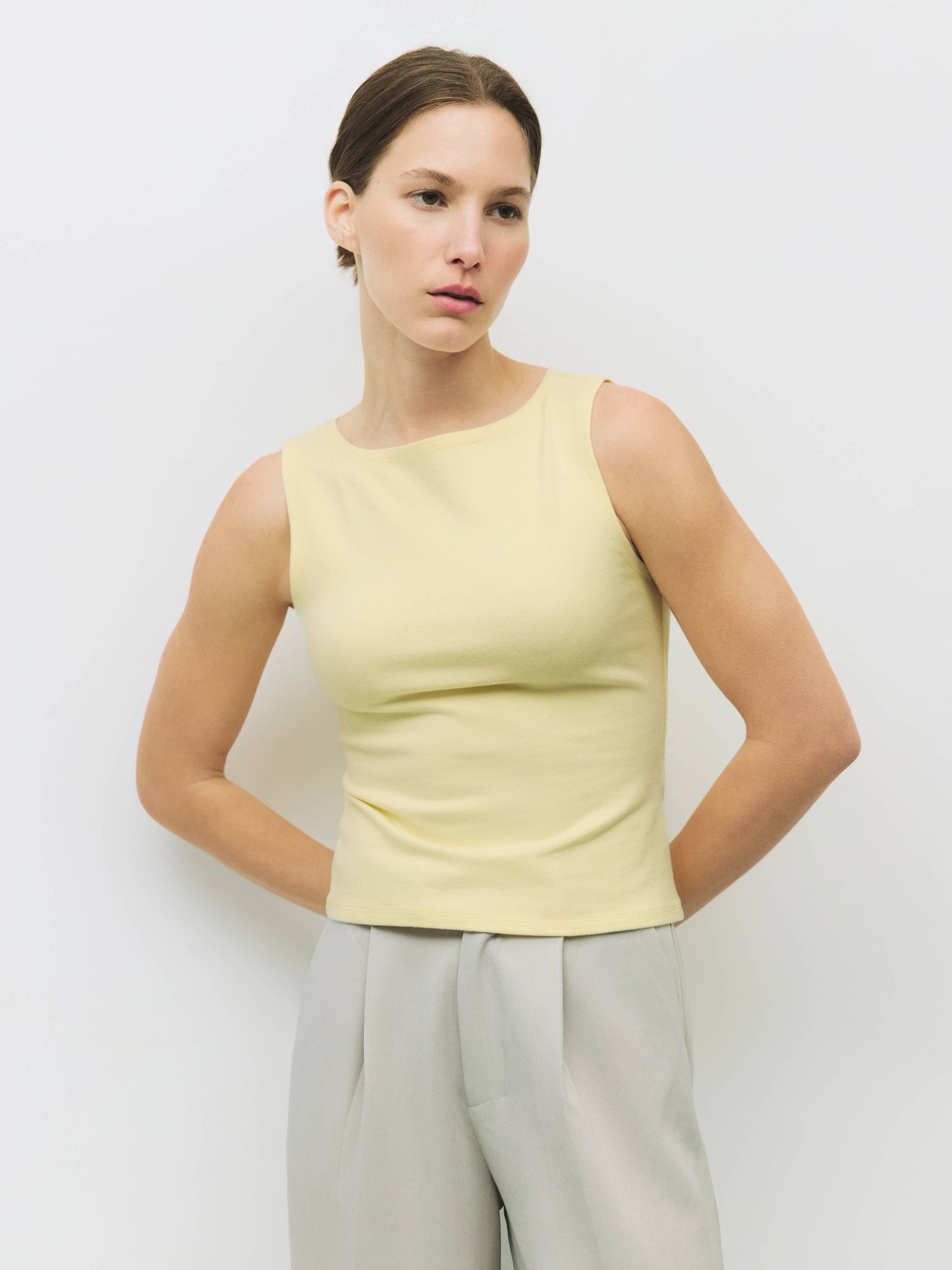 Brushed Knit Boat Neck Top