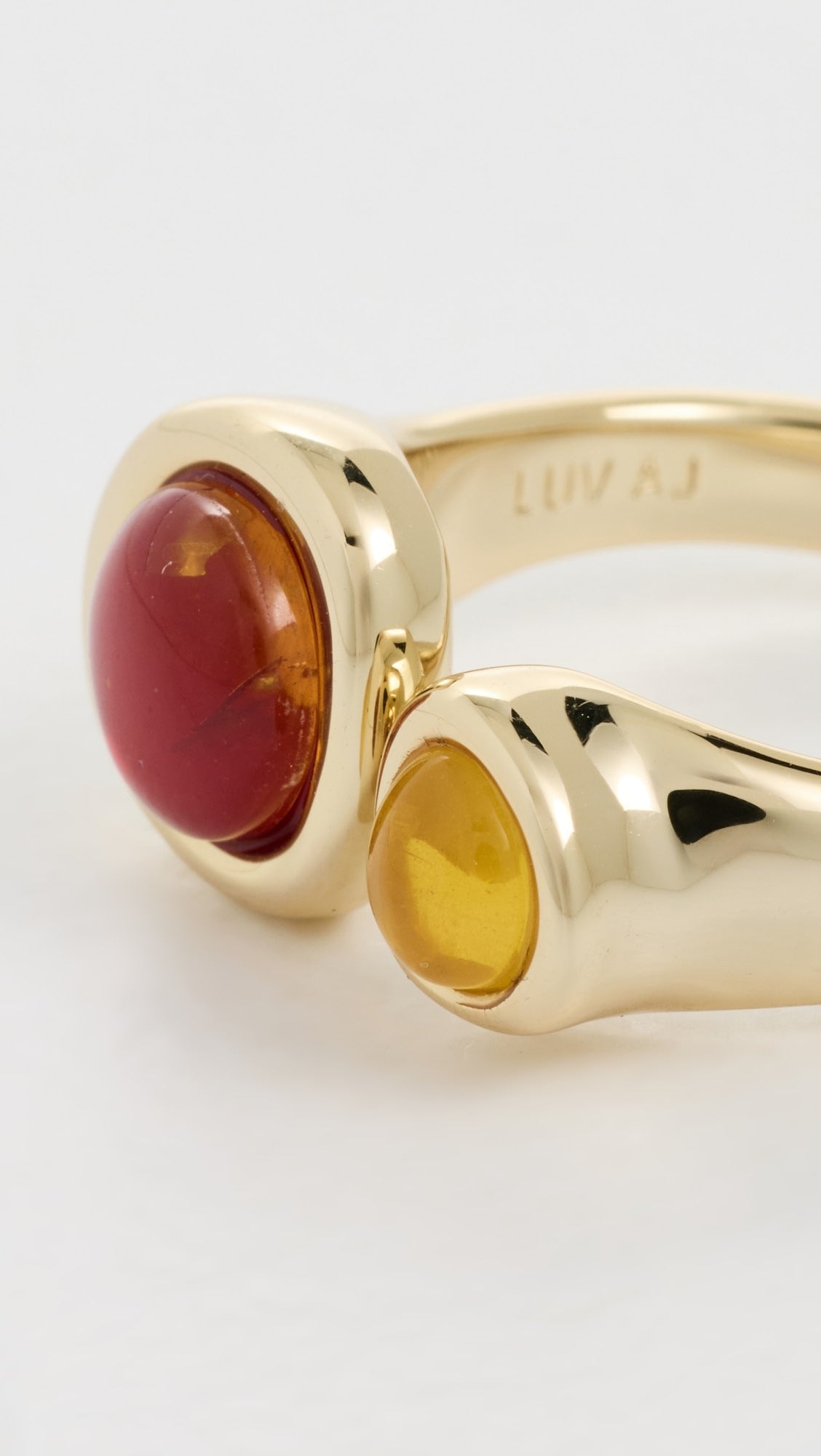 Honey Resin Stud Ring: Gold + Silver