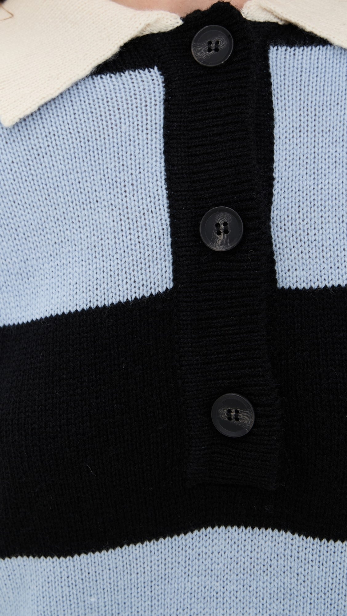 Light Blue Wide Stripe Polo Sweater