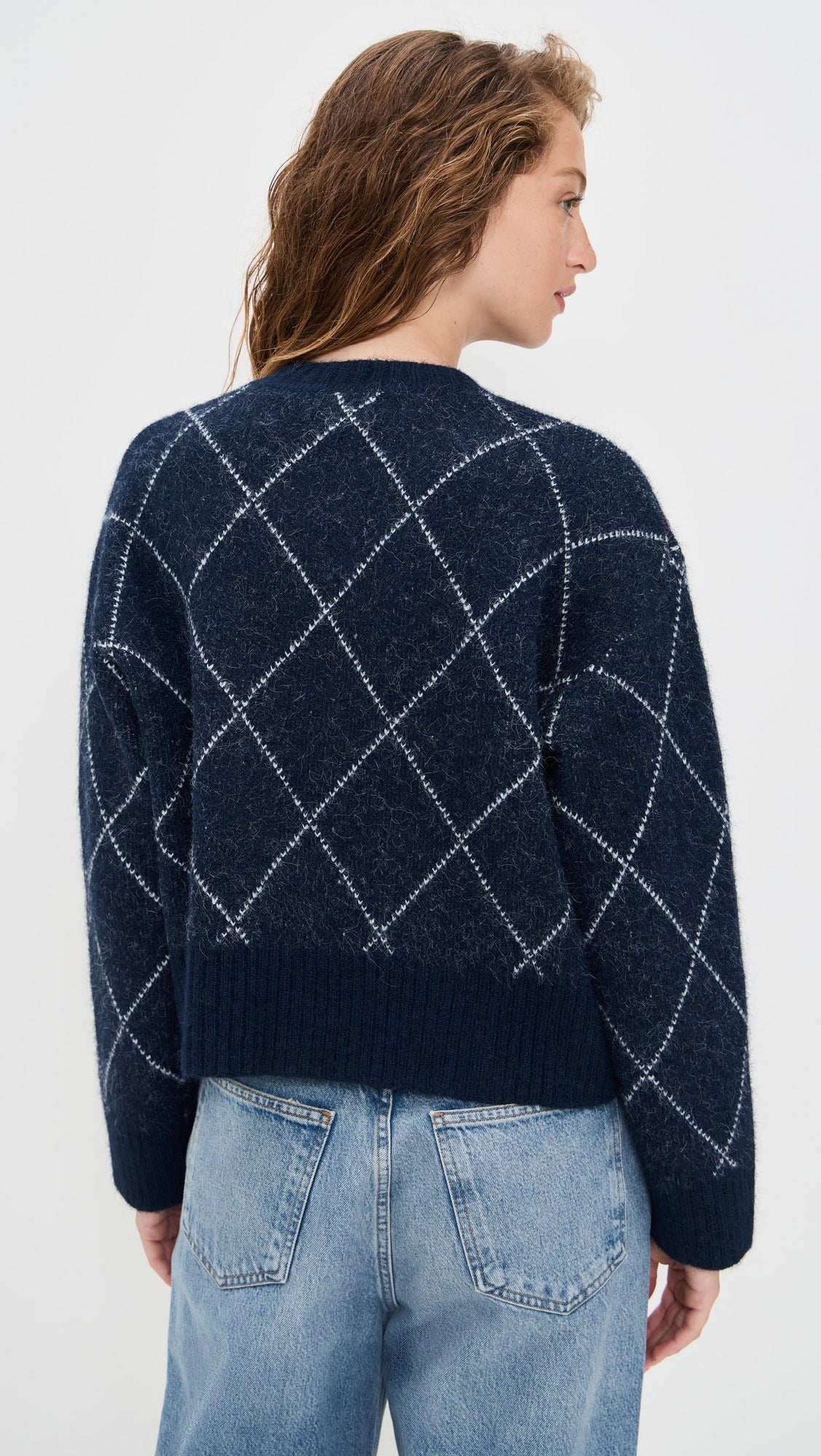 Navy Argyle Cardigan Sweater
