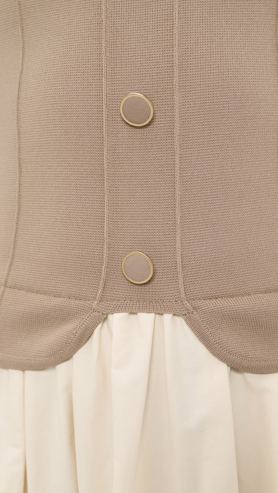 Khaki Mixed Media Button Front Midi Dress