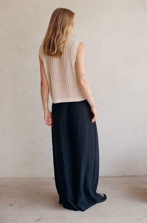 Natural Cotton Open Knit Button Down Vest