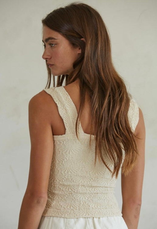 Jacquard Square Neck Seamless Top